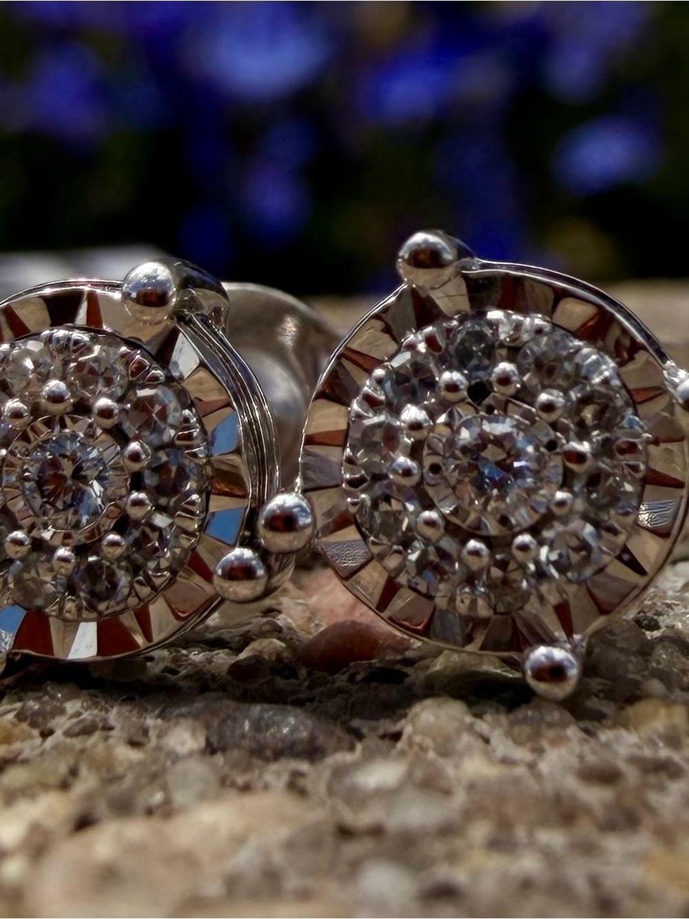 Natural Diamond 0.102 CTW Rhodium Sterling Silver Stud Earrings